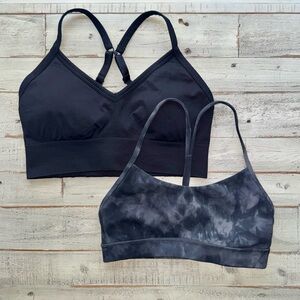 Bundle of 2 Lululemon Sports Bras Size 4-6 black w thick band & black & gray EUC